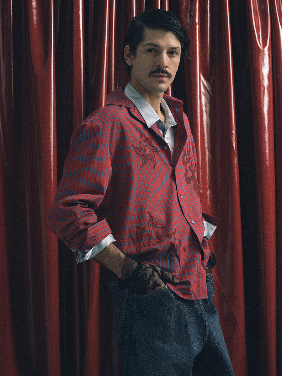 TREclub | Retro Fire Red Stripe Shirt - PSYLOS 1, TREclub | Retro Fire Red Stripe Shirt, Men's Wear, TREclub, PSYLOS 1
